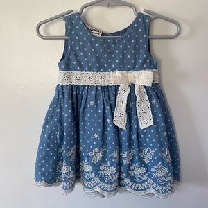 Baby Girl Blueberi Boulevard Blue & White Eyelet Dress - 12M